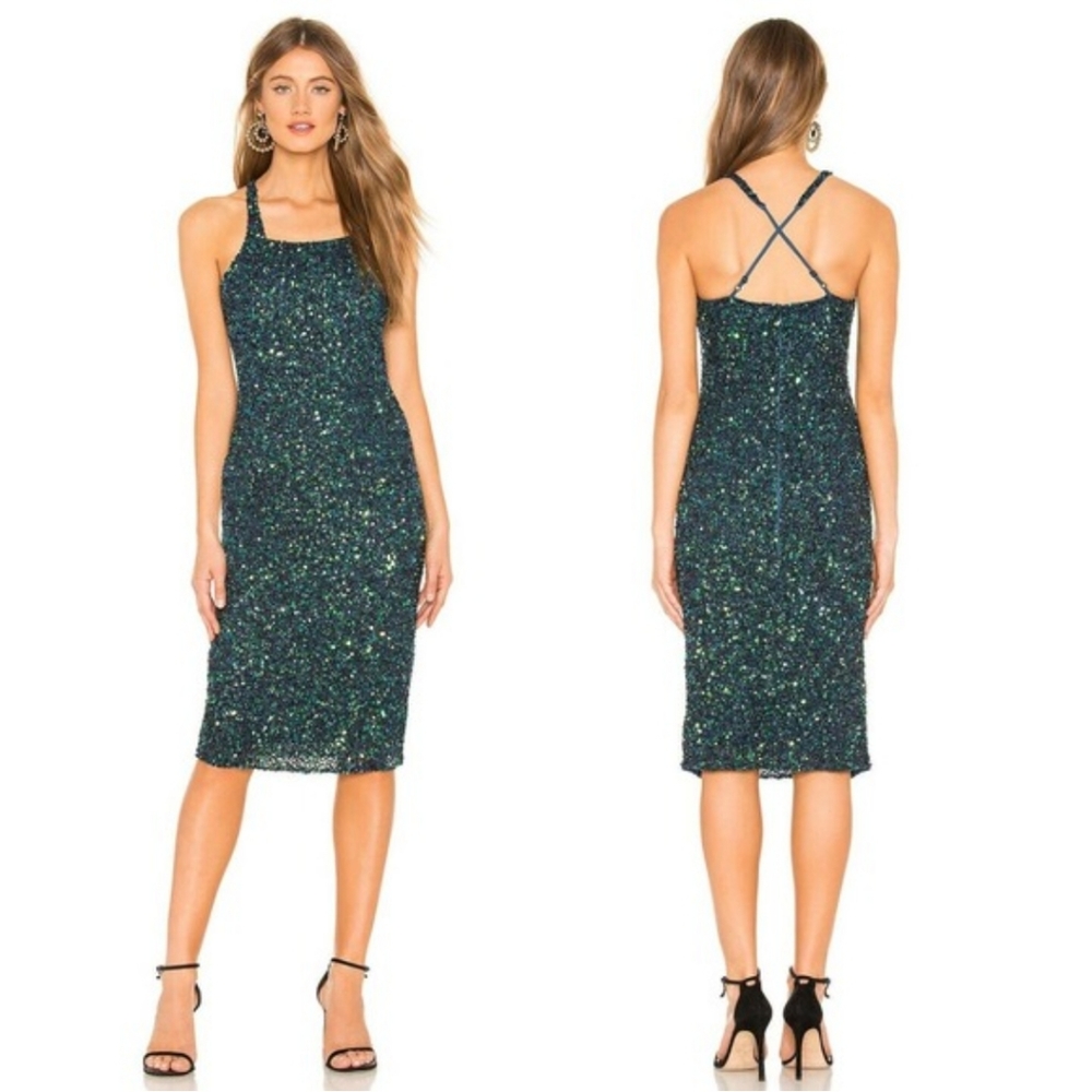 Stunning Designer Parker Sage Sequin Dress Beetle Size 2